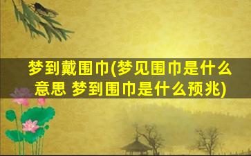 梦到戴围巾(梦见围巾是什么意思 梦到围巾是什么预兆)